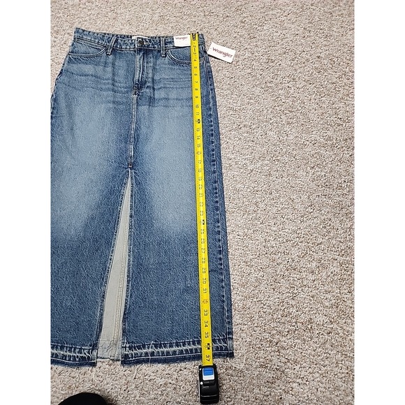 Wrangler Denim Maxi Skirt Size 6 Raw Hem Front Split NWT - Picture 9 of 15